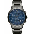 Emporio Armani Renato Black Steel Blue Dial 43mm Men's Watch AR11215