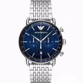 Emporio Armani Aviator Silver Steel Blue Dial 42mm Men's Watch AR11238