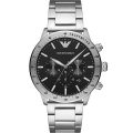 Emporio Armani Mario Silver Steel Black Dial 41mm Men's Watch AR11241