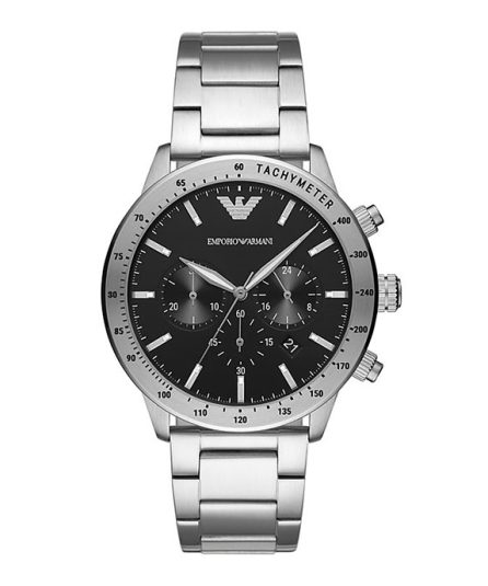 Emporio Armani Mario Silver Steel Black Dial 41mm Men's Watch AR11241