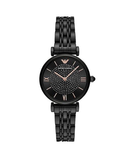 Emporio Armani Gianni T-bar Black Steel Black Dial 32mm Women's Watch AR11245