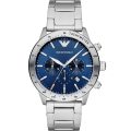 Emporio Armani Mario Silver Steel Blue Dial 43mm Men's Watch AR11306