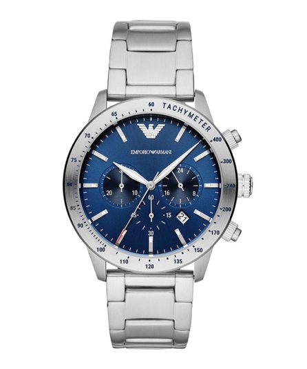 Emporio Armani Mario Silver Steel Blue Dial 43mm Men's Watch AR11306