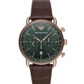 Emporio Armani Aviator Brown Leather green dial 43mm Men's watch AR11334