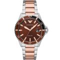 Emporio Armani Diver Silver/Rose Gold Steel Black Dial 42mm Men's Watch AR11340