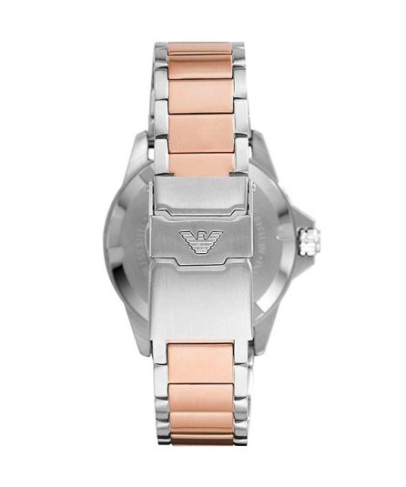 Emporio Armani Diver Silver/Rose Gold Steel Black Dial 42mm Men's Watch AR11340