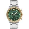 Emporio Armani Mario Silver Steel Green Dial 44mm Men's Watch AR11454