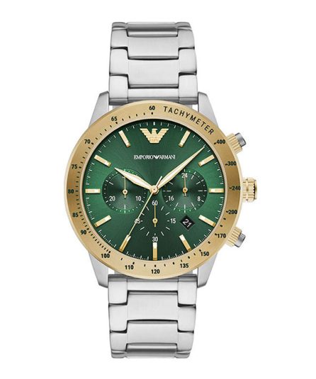 Emporio Armani Mario Silver Steel Green Dial 44mm Men's Watch AR11454