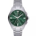 Emporio Armani Claudio Silver Steel Green Dial 44mm Men's Watch AR11480