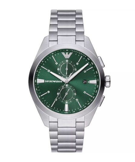 Emporio Armani Claudio Silver Steel Green Dial 44mm Men's Watch AR11480