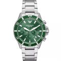 Emporio Armani Diver Silver Steel Green Dial 45mm Men's Watch AR11500