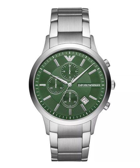 Emporio Armani Renato Silver Steel Green Dial 43 mm Men's Watch AR11507