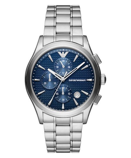 Emporio Armani Paolo Silver Steel Blue Dial 43mm Men's Watch AR11528