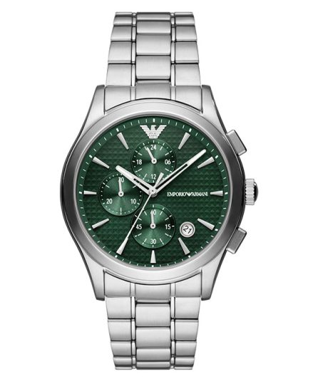 Emporio Armani Paolo Silver Steel Green Dial 44mm Men's Watch AR11529