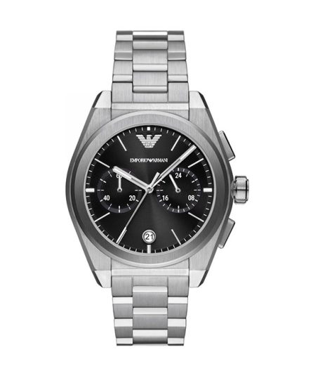 Emporio Armani Federico Silver Steel Black Dial 43mm Men's Watch AR11560