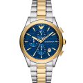 Emporio Armani Paolo Silver/Gold Steel Blue Dial 42mm Men's Watch AR11579