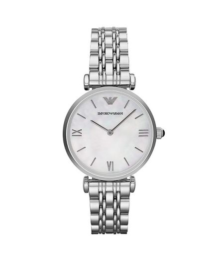 Emporio Armani Gianni T-Bar Silver steel pearl dial 32mm Women's Watch AR1682