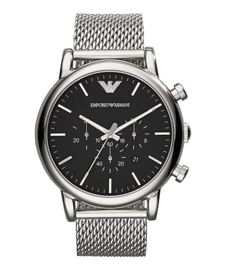 Emporio Armani Silver Steel Black Dial 43mm Men's Watch AR1808