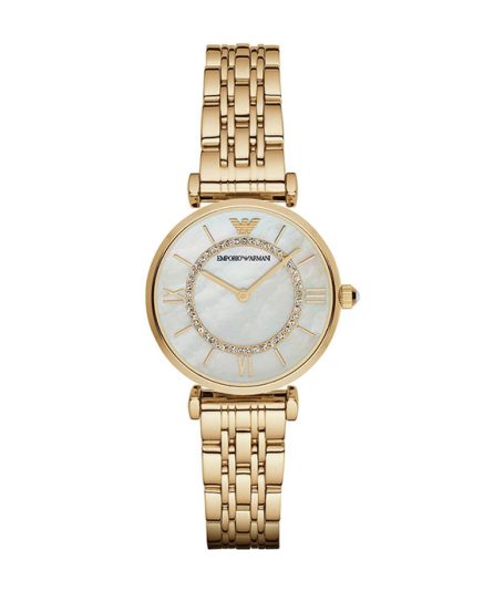 Emporio Armani Gianni T-Bar Gold Steel Mother of Pearl Dial 32mm Women's Watch AR1907