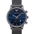 Emporio Armani Silver Steel Blue Dial 43mm Men's Watch AR1979