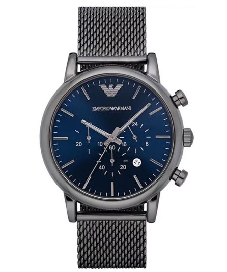 Emporio Armani Silver Steel Blue Dial 43mm Men's Watch AR1979