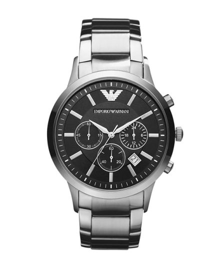 Emporio Armani Renato Silver Stainless Steel Black Dial 43mm Men's Watch AR2434