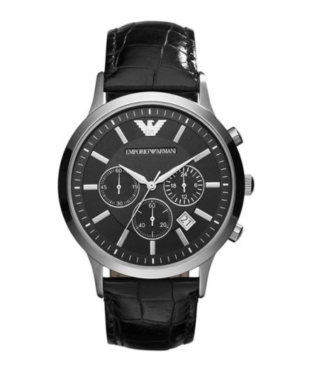 Emporio Armani Renato Black Leather black dial 43mm Men's watch AR2447