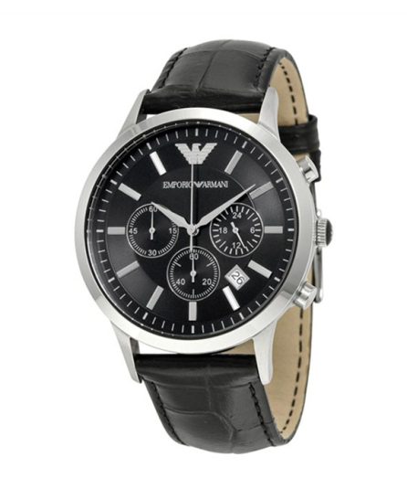 Emporio Armani Renato Black Leather black dial 43mm Men's watch AR2447