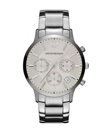 Emporio Armani Renato Silver Steel White Dial 43mm Men's Watch AR2458