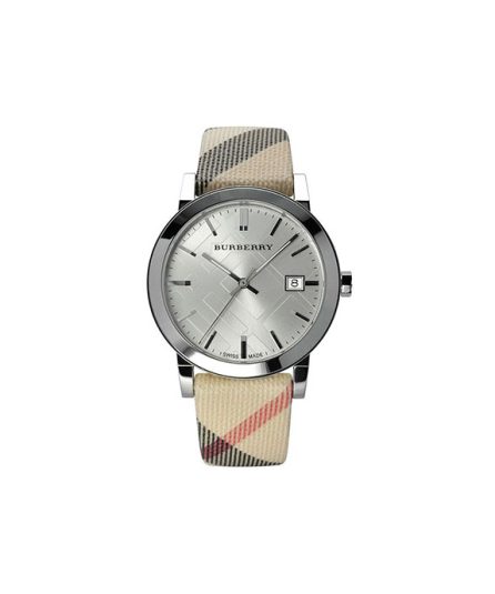 Burberry Heritage Nova Check Multicolor Leather Silver Dial 38mm Women's Watch BU9022