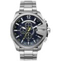 Diesel Mega Mega Chief Silver Steel Blue Dial 51mm Men's Watch DZ4465