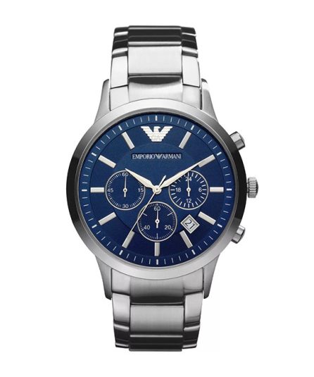 Emporio Armani Renato Silver Stainless Steel Blue Dial 43mm Men's Watch AR2448