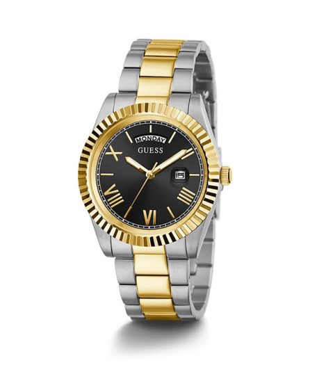 Guess Connoisseur Connoisseur Silver/Gold Steel Black Dial 42mm Men's Watch GW0265G5