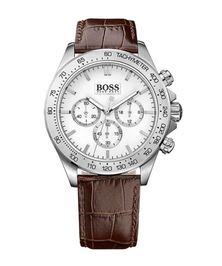 Hugo Boss Ikon Brown Leather white dial 42mm Men's watch 1513175