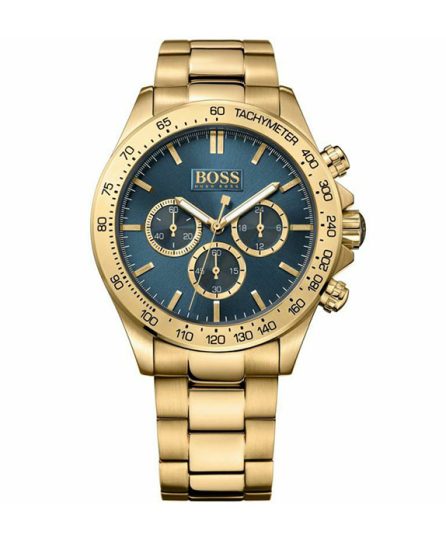 Hugo Boss Ikon Gold Stainless Steel Blue Dial 44mm Men's Watch 1513340