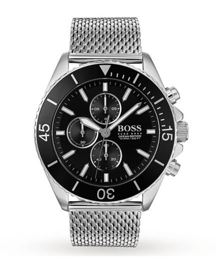 Hugo Boss Ocean Edition Silver Steel black dial 44mm Men's watch 1513701