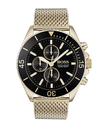 Hugo Boss Ocean Edition Gold Steel Black Dial 44mm Men's Watch 1513703