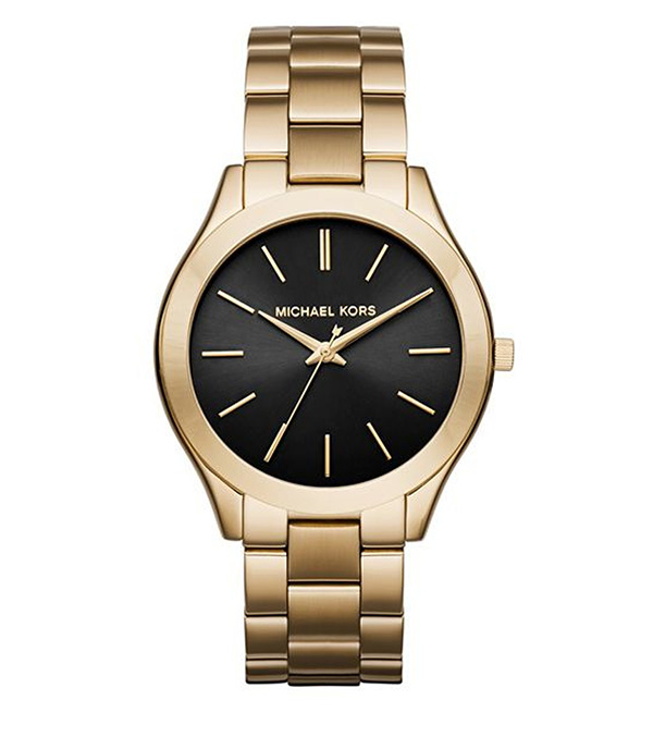 Michael Kors Runway Gold Steel Black Dial 42mm Unisex Watch MK3478