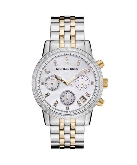 Michael Kors Ritz Silver/Gold Steel pearl dial 38mm Women's watch MK5057