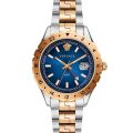 Versace Hellenyium Silver/Gold Steel Blue Dial 42mm Men's Watch V11060017