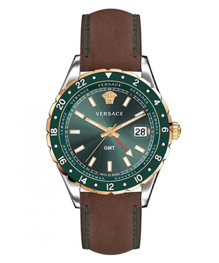 Versace Hellenyium Brown Leather Green Dial 42mm Men's Watch V11090017