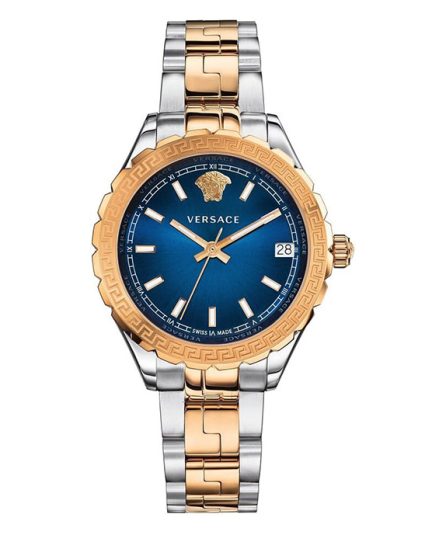 Versace Hellenyium Silver/Gold Steel Blue Dial 35mm Women's Watch V12060017