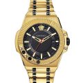 Versace VEDY Gold Steel Black Dial 45mm Men's Watch VEDY00619