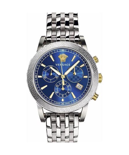 Versace Sport Tech Silver Steel Blue Dial 40mm Men's Watch VELT00219