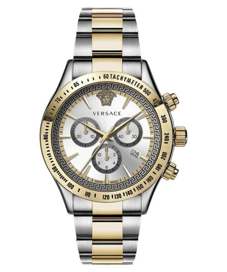 Versace Chrono Chrono Classic Silver/Gold Steel White Dial 44mm Men's Watch VEV700519