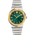 Versace Greca Greca Logo Silver Steel Green Dial 38mm Men's Watch VEVH00720