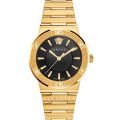 Versace Greca Logo Gold Steel Black Dial 38mm Women's Watch VEVH00820