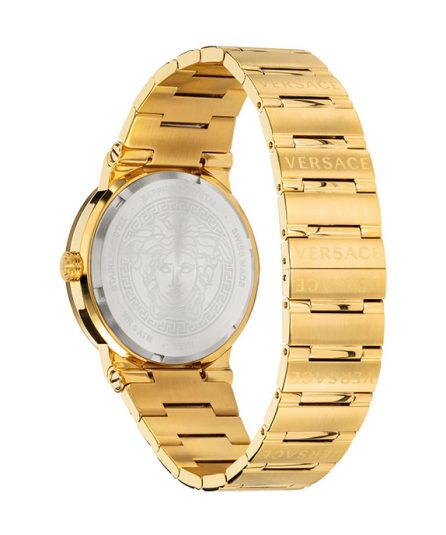 Versace Greca Logo Gold Steel Black Dial 38mm Women's Watch VEVH00820