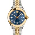 Versace Hellenyium Hellenyium Silver/Gold Steel Blue Dial 42mm Men's Watch VEVK00520