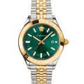 Versace Hellenyium Hellenyium Silver/Gold Steel Green Dial 42mm Men's Watch VEVK00620